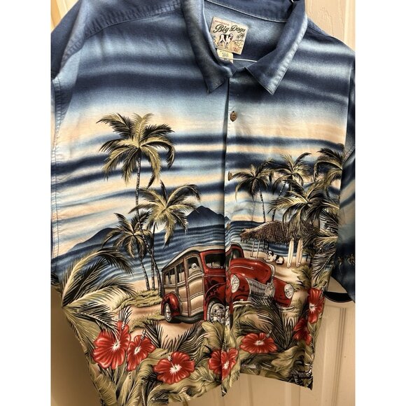 Authentic Big Dogs Hawaiian Aloha Classic Woodie Car Beach Camp Shirt Mens Sz 3x - Picture 6 of 9